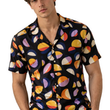Camisa Masculina Estampada Manga Curta em Viscose Casual