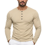 Camiseta Masculina Manga Longa Henley Gola Padre Slim Fit Premium