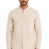 Camisa Masculina Gola Padre Manga Longa 100% Algodão