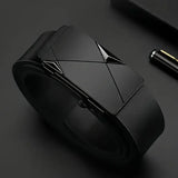 Cinto Masculino Couro Luxo 3,5 cm Fivela Automática Metal