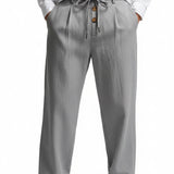 Calça Masculina Casual em Algodão Linho