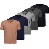 Camiseta Gola V Masculino Slim Fit Lisa Kit com 5