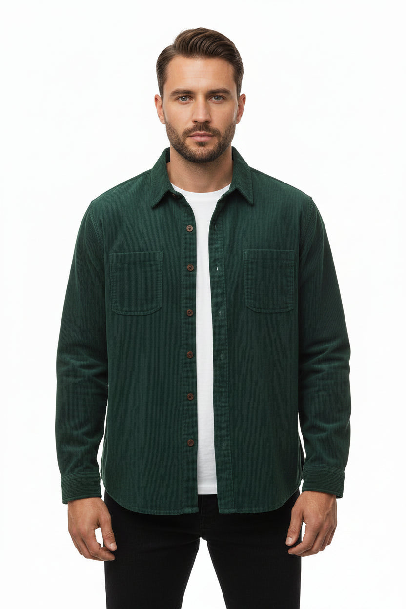 Jaqueta Masculina Casual de Veludo Leve Manga Longa