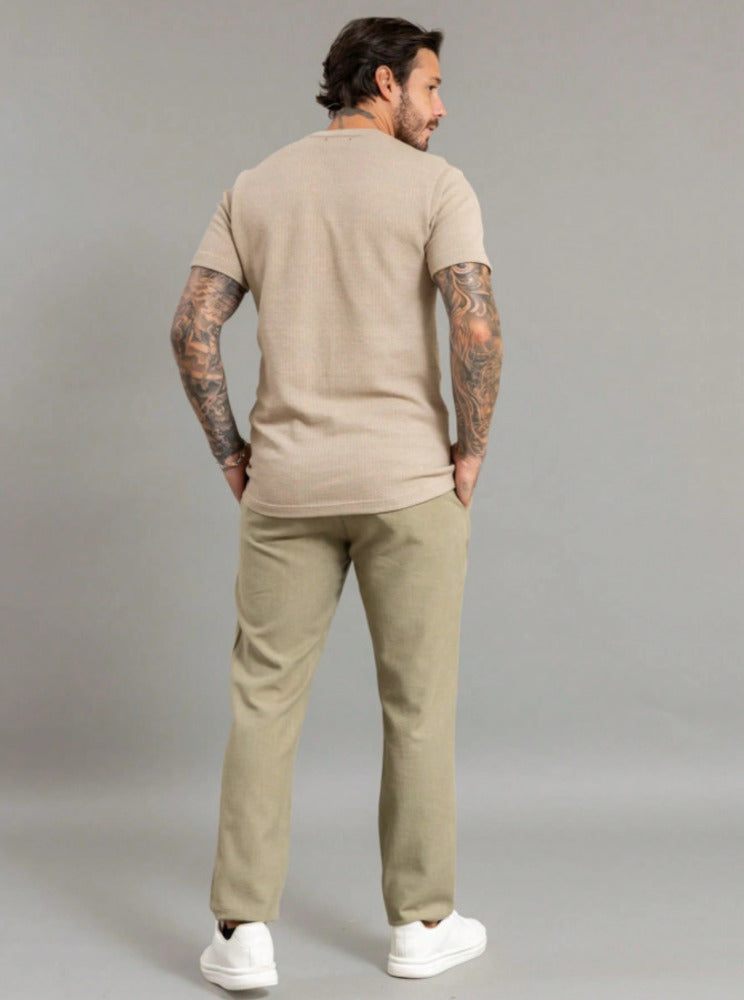 Calça Esporte Fino Masculina Casual Com Linho
