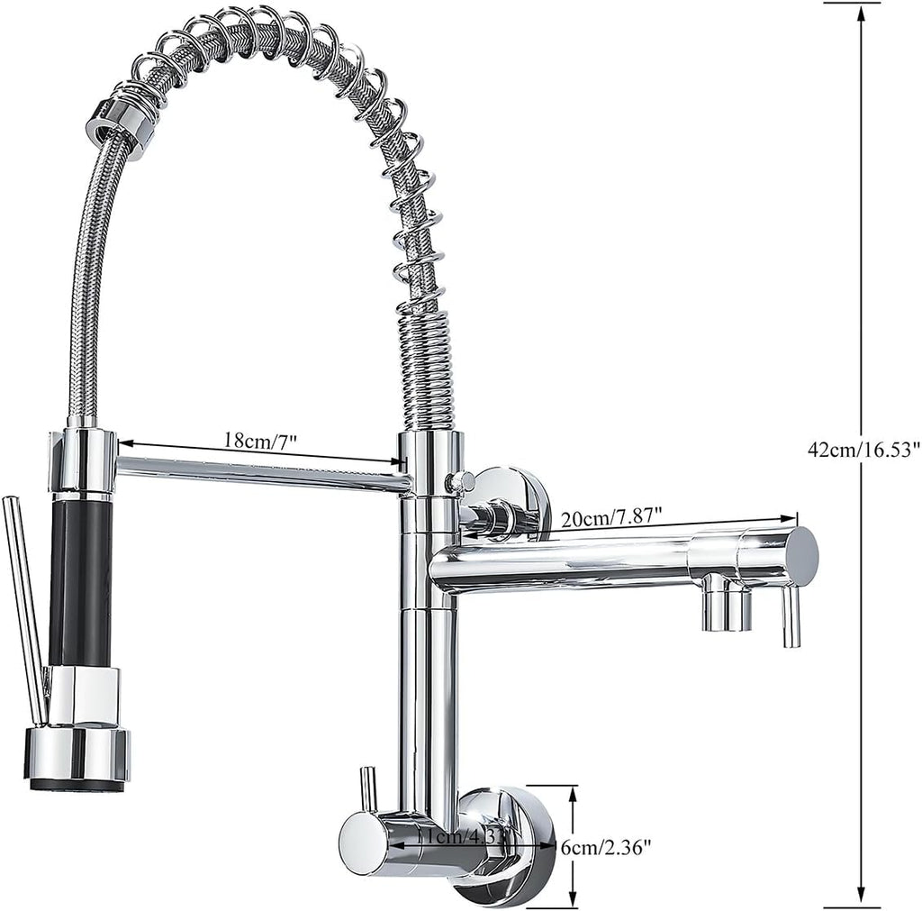 Torneira de Parede Gourmet Inox 360° Jato Duplo Monocomando