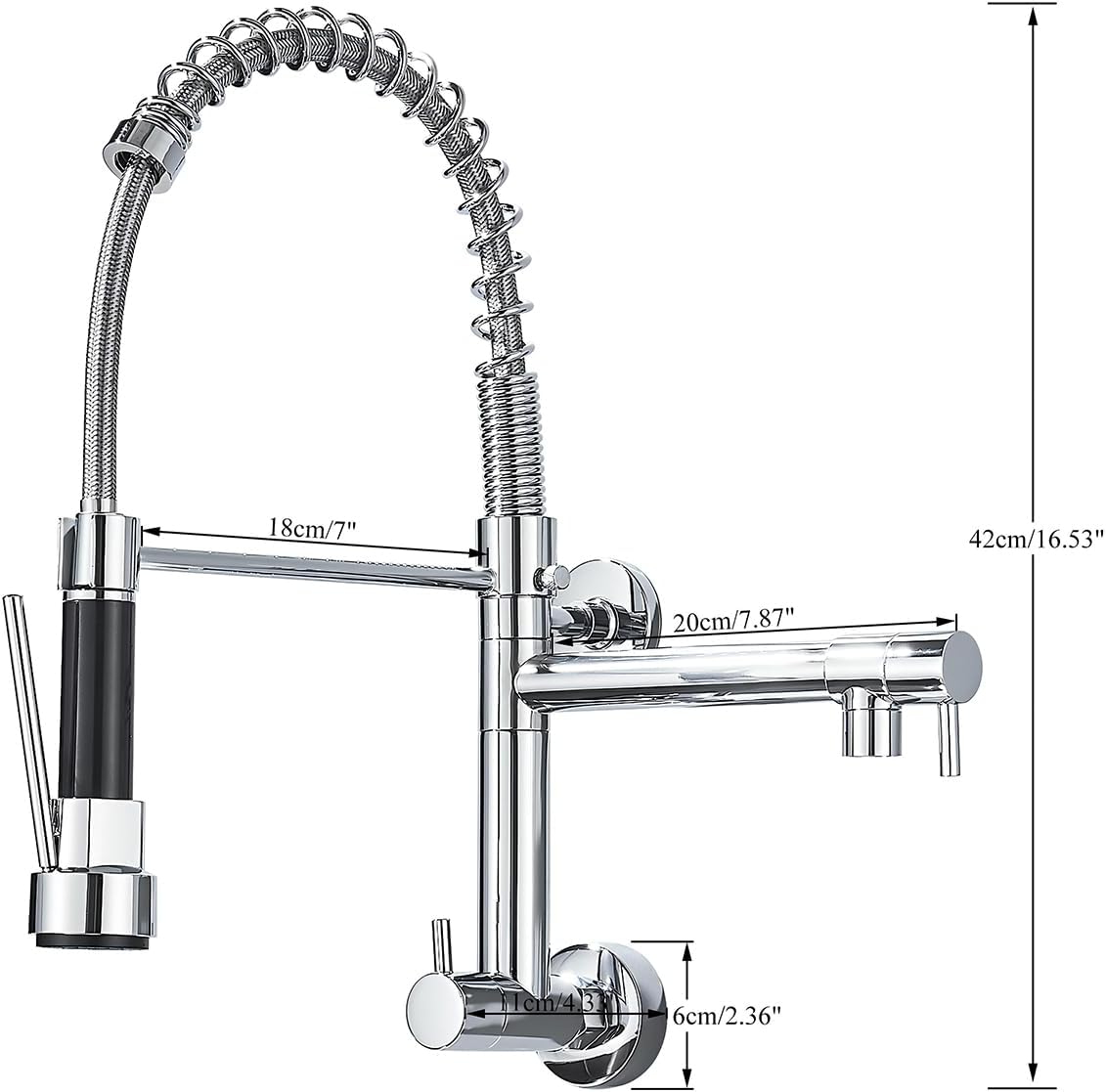 Torneira de Parede Gourmet Inox 360° Jato Duplo Monocomando