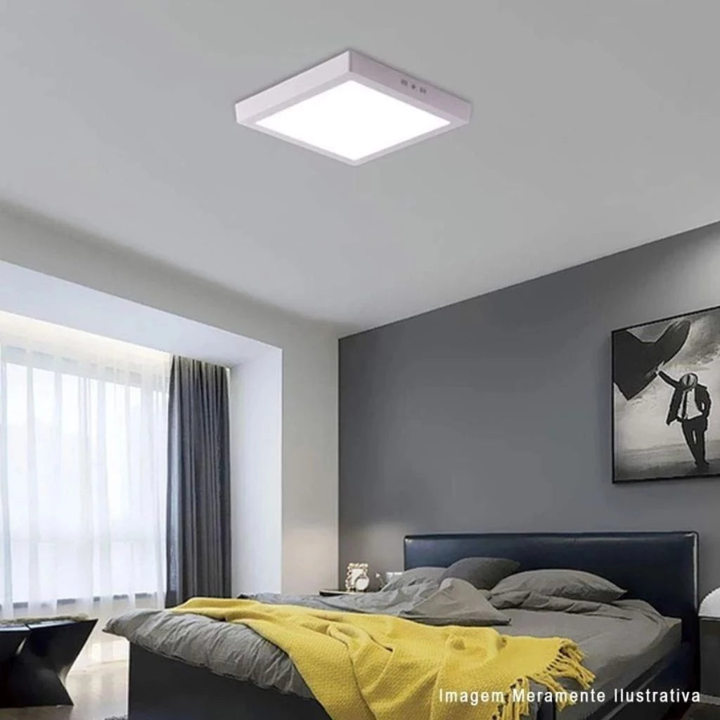 Plafon Led Sobrepor Quadrado Iluminação Clara e Eficiente Kit 5 Painéis