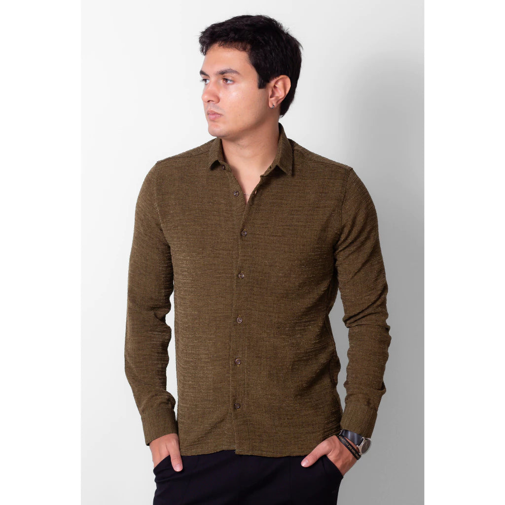 Camisa Social Manga Longa Masculina Ternura Texturizada