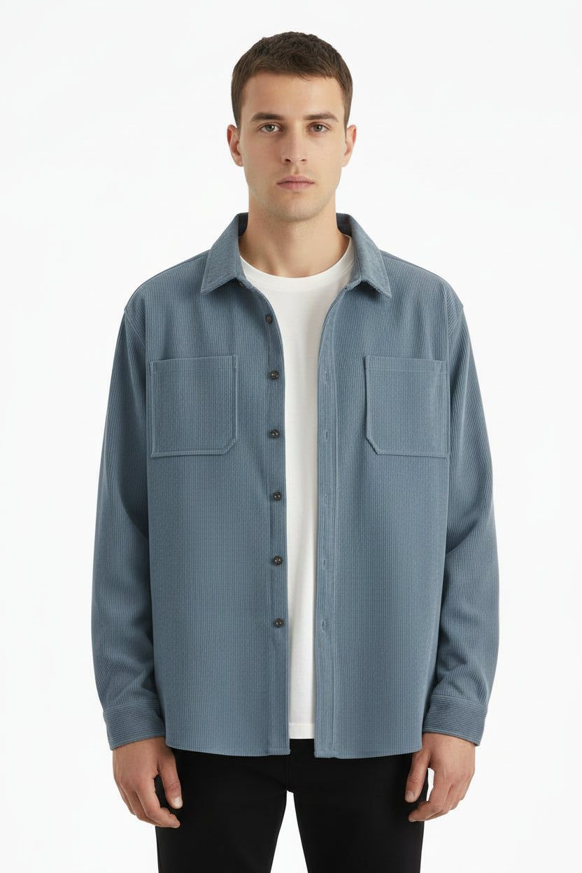 Jaqueta Masculina Casual de Veludo Leve Manga Longa