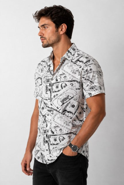 Camisa Masculina Manga Curta de Viscose Dólar