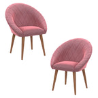 Kit 2 Poltronas Decorativas para Recepção e Escritório, Estilo Moderno com Pés Palito, Estofamento em Veludo Branco e Rosa, Courino Marrom, Conforto e Elegância para Seu Ambiente