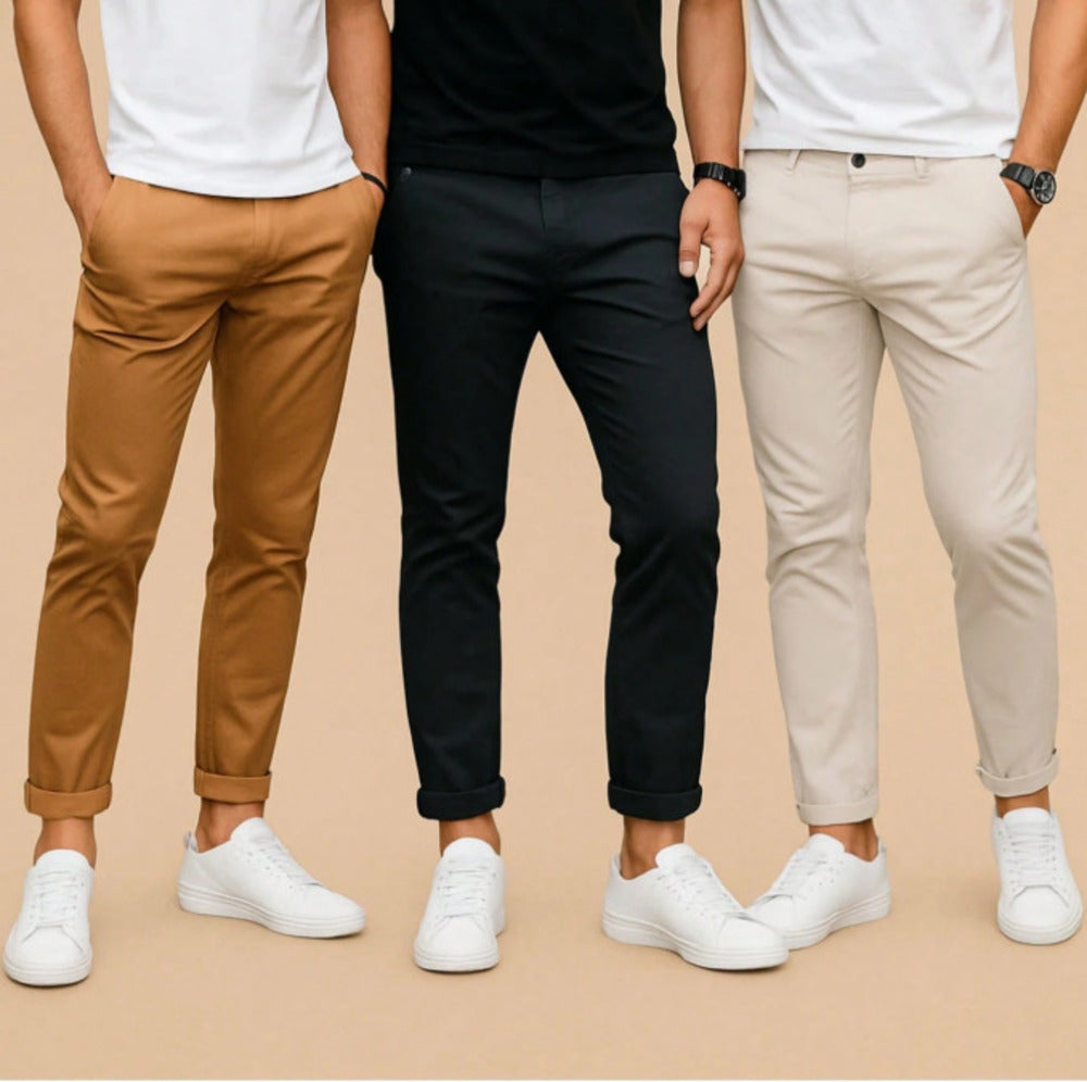 Kit Calças Masculinas Sarja com 3