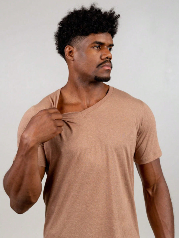 Camiseta Gola V Masculino Slim Fit Lisa Kit com 5