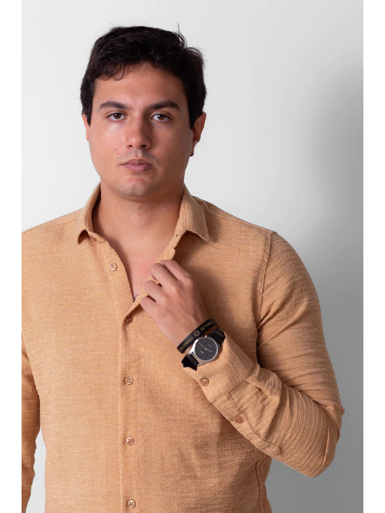 Camisa Social Manga Longa Masculina Ternura Texturizada