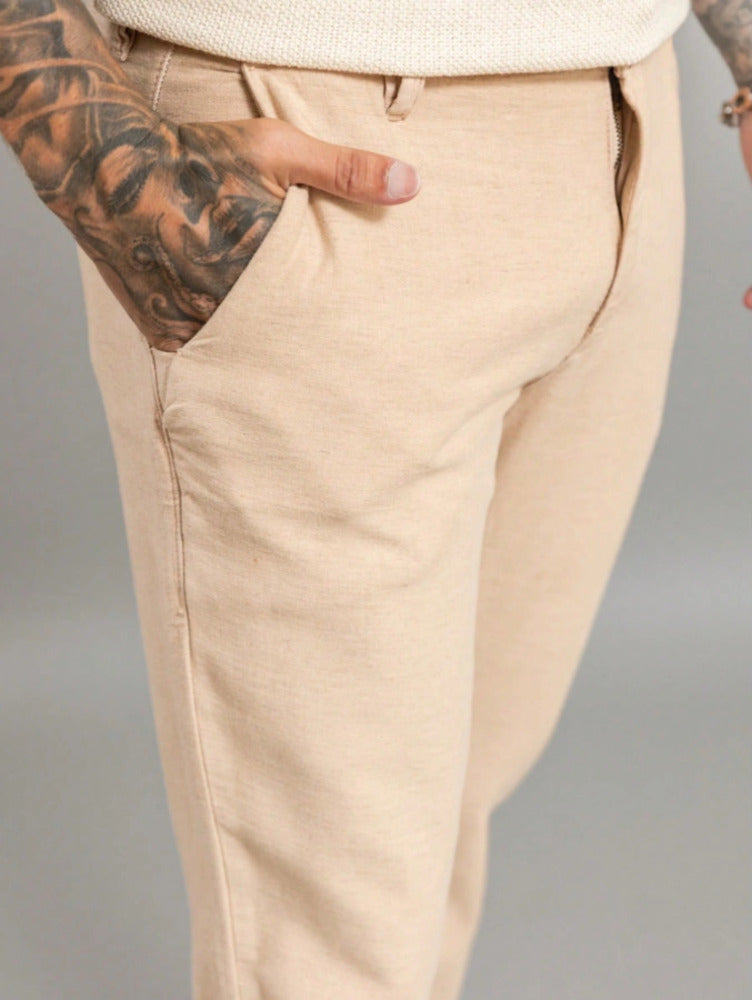 Calça Esporte Fino Masculina Casual Com Linho