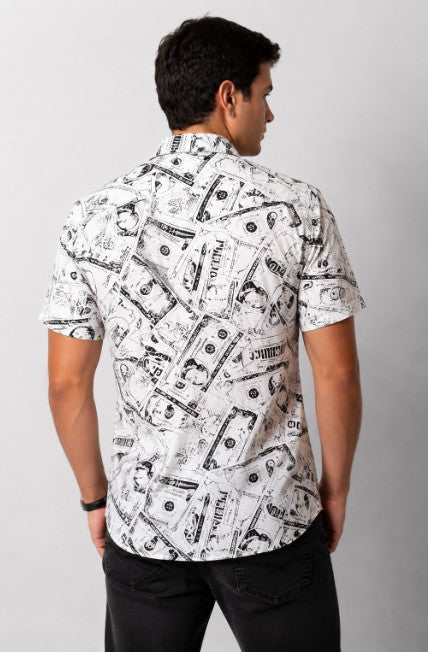 Camisa Masculina Manga Curta de Viscose Dólar