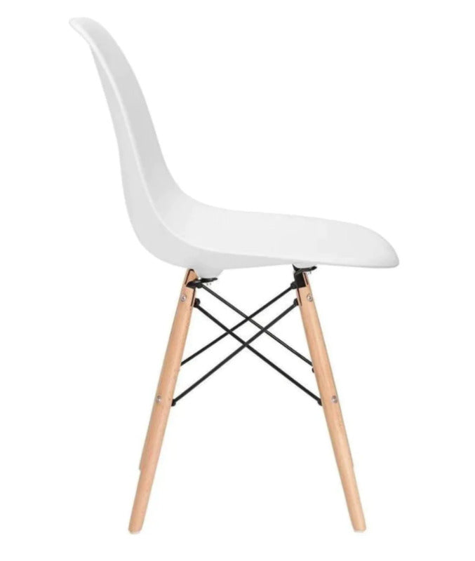 Cadeira Charles Eames Com Base de Madeira Palito