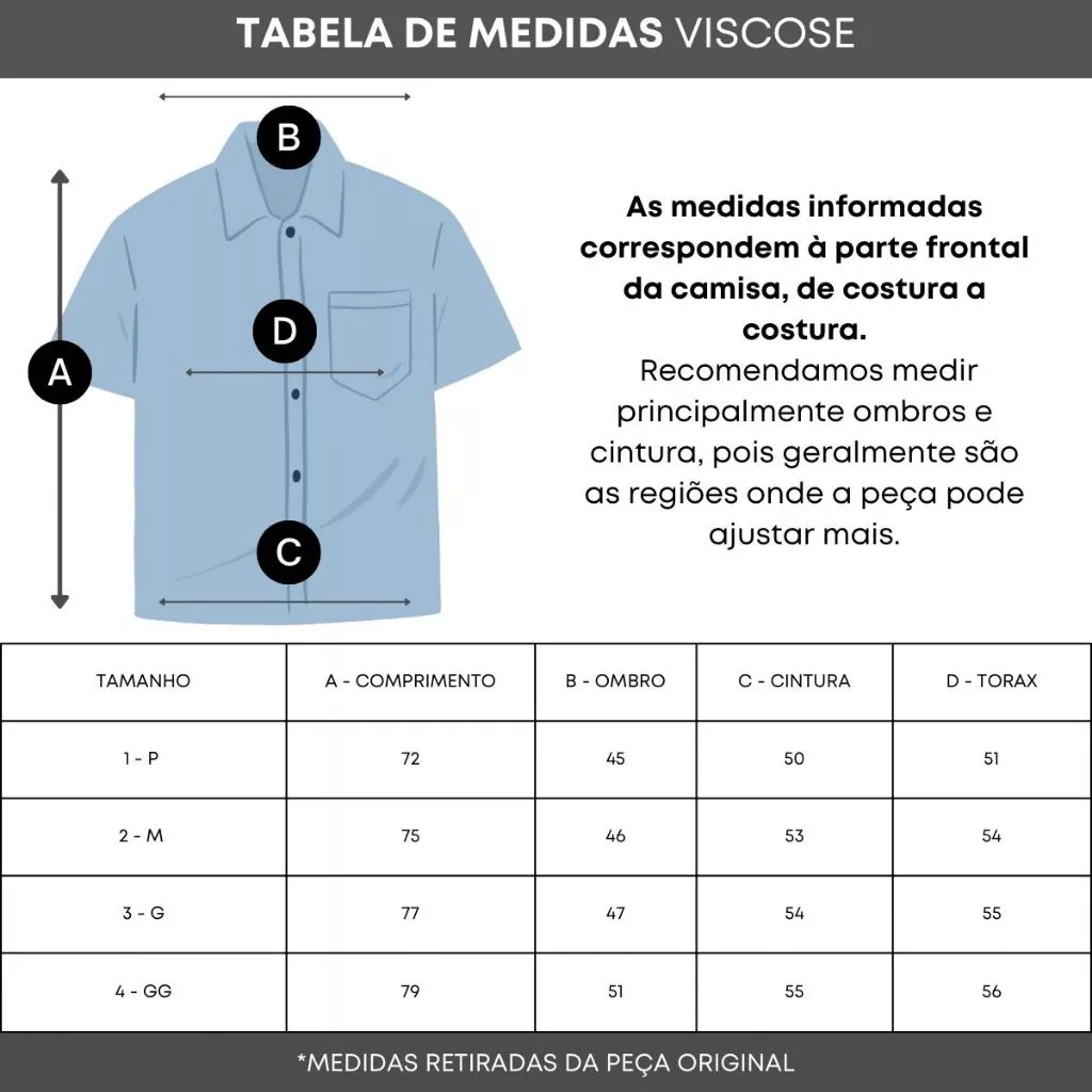 Camisa Masculina Viscose Manga Curta Caveira