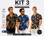 Kit 3 Camisas Masculinas Manga Curta Estampadas Casual Premium By For Man