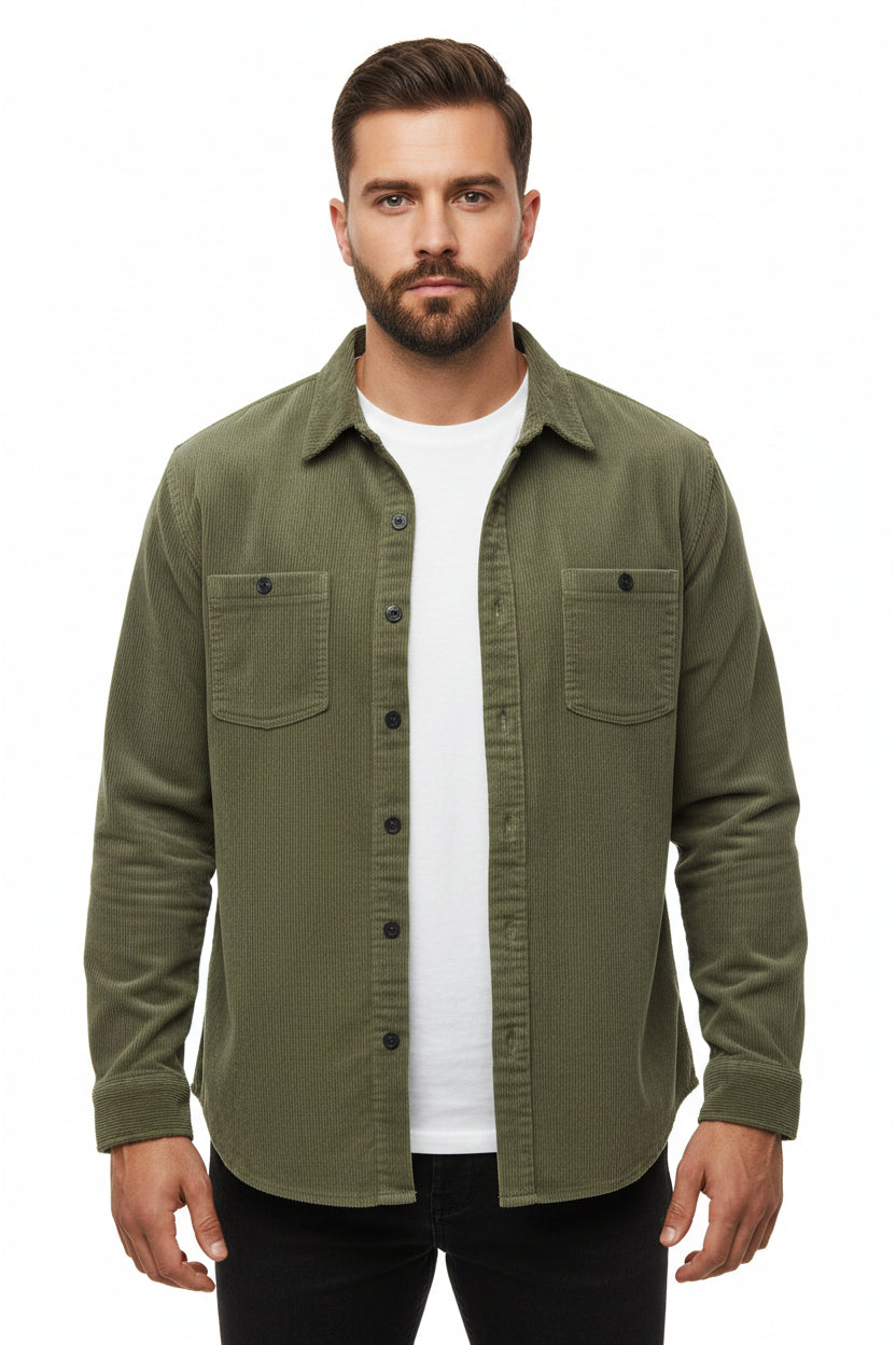 Jaqueta Masculina Casual de Veludo Leve Manga Longa