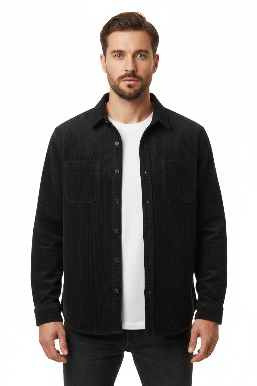 Jaqueta Masculina Casual de Veludo Leve Manga Longa