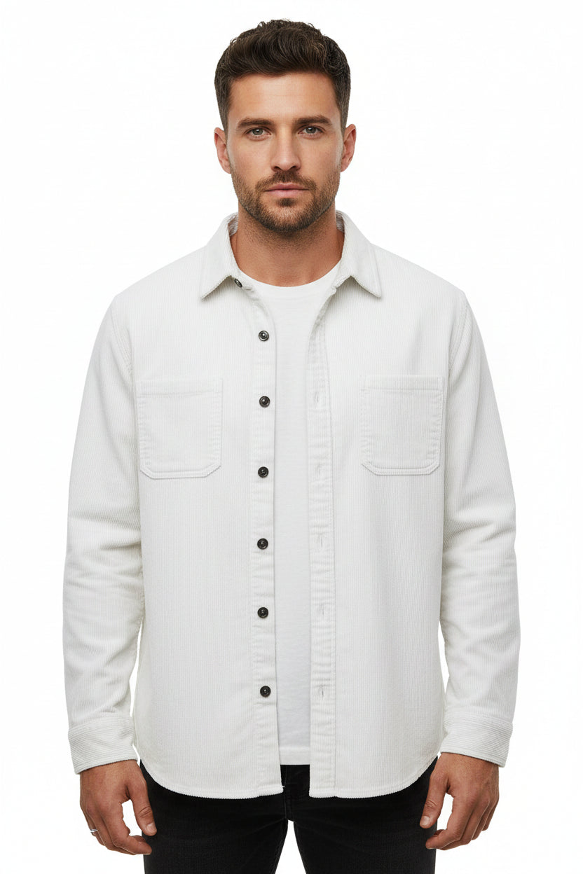 Jaqueta Masculina Casual de Veludo Leve Manga Longa