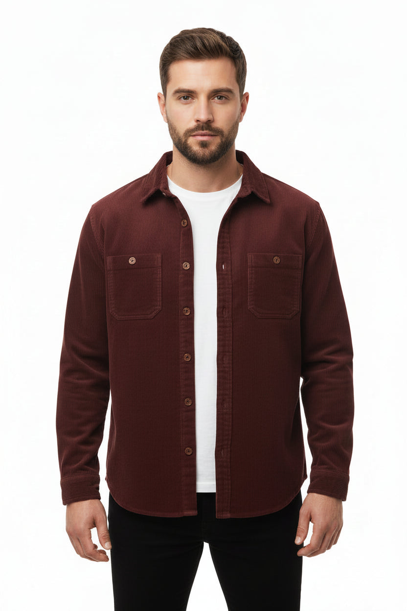 Jaqueta Masculina Casual de Veludo Leve Manga Longa