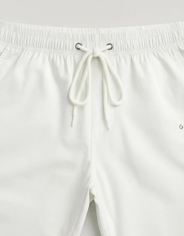 Bermuda Masculina Branca Premium com Elástico e Cordão