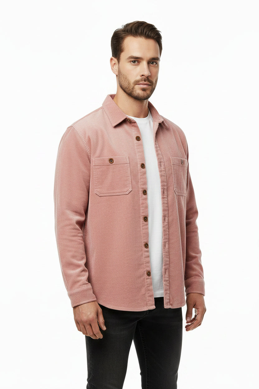 Jaqueta Masculina Casual de Veludo Leve Manga Longa