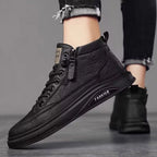 Tênis de Couro Preto Masculino Respirável e Antiderrapante