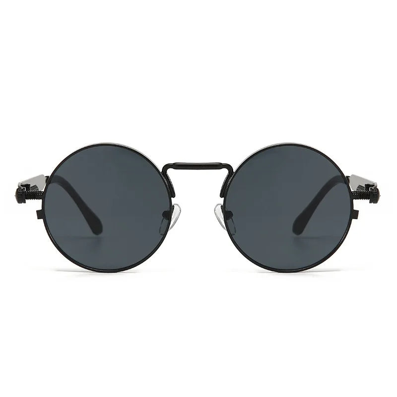 Adote o visual ousado com estes óculos de sol retro estilo punk: armação metálica redonda colorida, lentes acrílicas com proteção UV400 — perfeito para mulheres que querem estilo e proteção ao ar livre