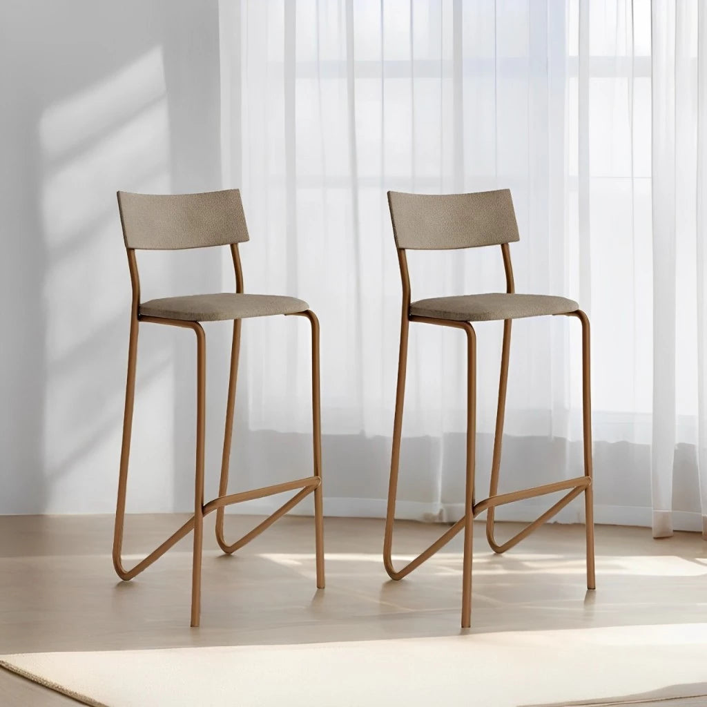 Banqueta Alta Carraro 1747 Rosê com Encosto Estofado e Apoio para Pés