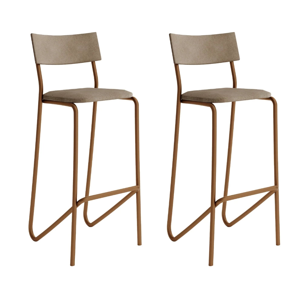 Banqueta Alta Carraro 1747 Rosê com Encosto Estofado e Apoio para Pés