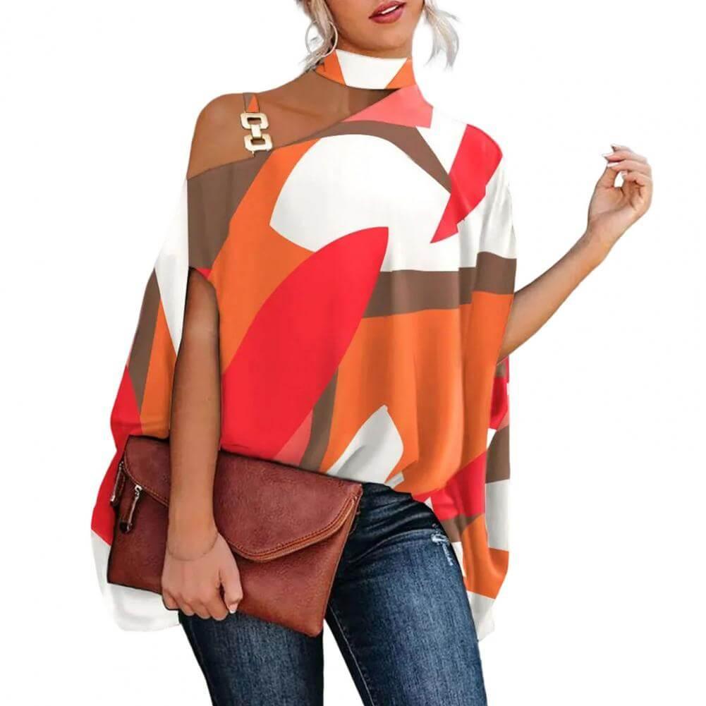 Blusa Feminina Gola Alta e Ombro Aberto - Brenda