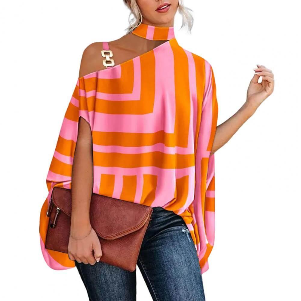 Blusa Feminina Gola Alta e Ombro Aberto - Brenda