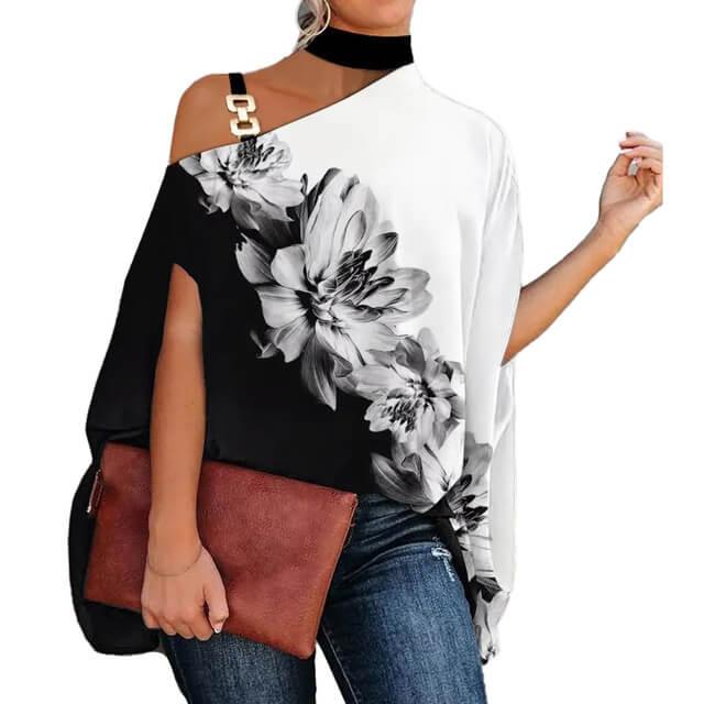 Blusa Feminina Gola Alta e Ombro Aberto - Brenda