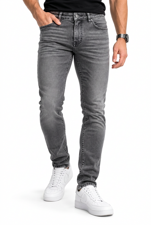 Calça Jeans Masculina Cinza Slim Fit Premium