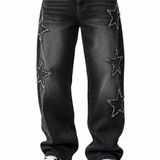 Calça Jeans Masculina Loose Fit Bordada Streetwear