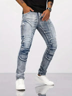 Calça Jeans Masculina Slim Fit High Street Com Caimento Moderno, Calça Jeans Masculina Estilo Urbano Com Design Atual, Calça Jeans Masculina Ajustada Com Pequenos Rasgos Fashion, Calça Jeans Masculina Para Uso Diário Em Todas As Estações, Calça Jeans Masculina Versátil Para Looks Casuais E Streetwear, Calça Jeans Masculina De Alta Qualidade E Estilo Premium