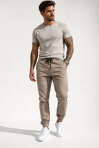 Calça Jogger Masculina Sarja com Elastano Confortável Casual