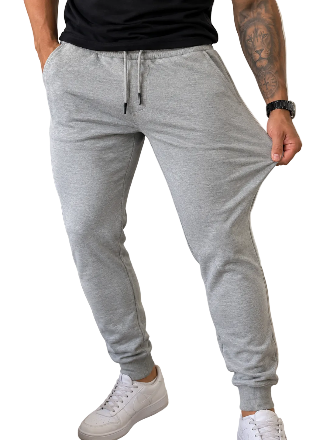 Calça de Moletom Masculina Slim Fit com Cordão e Bolsos