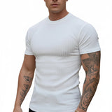 Camiseta Masculina Canelada Slim Fit Manga Curta
