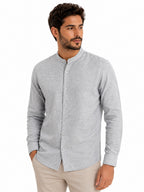Camisa Masculina Gola Padre Manga Longa 100% Algodão Casual Elegante