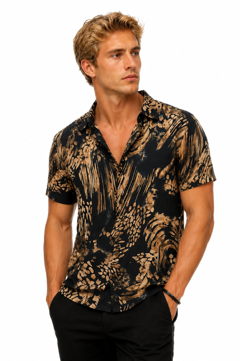 Camisa Masculina Manga Curta 100% Viscose Estampada Premium
Elegância Tropical Com Conforto Absoluto