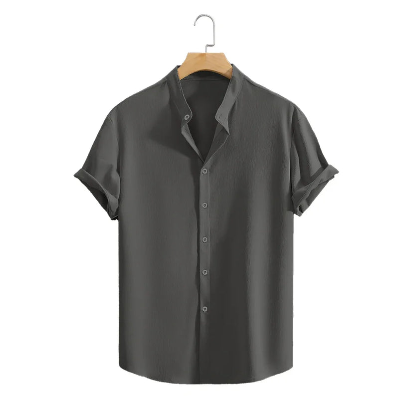 Camisa Masculina Verão em Poliéster Leve, Design Casual Solto e Confortável, Ideal para Passeios e Praia, Marca WHWR de Qualidade, Compre Já
