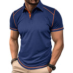 Camisa Polo Masculina de Verão com Manga Curta, oferece conforto e estilo para o dia a dia. Confeccionada em tecido leve e respirável