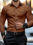 Camisa Social Masculina Manga Longa Ajuste Regular
