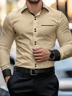Camisa Social Masculina Manga Longa Ajuste Regular