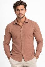 Camisa Social Masculina Manga Longa Texturizada