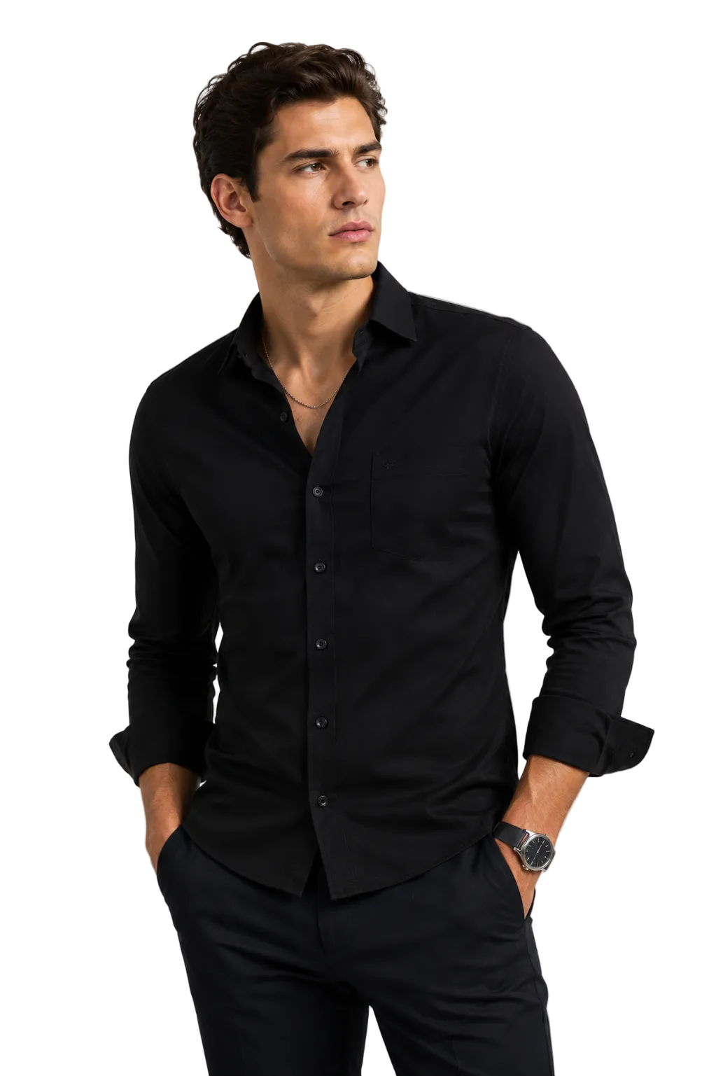 Camisa Social Masculina Preta Manga Longa Luxo Preta